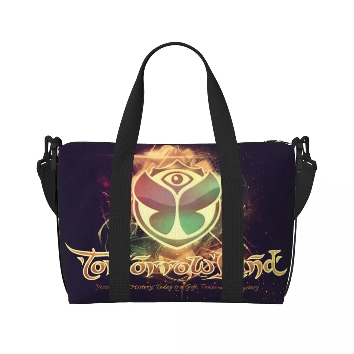 Custom Tomorrowland Flag Beach Tote Bag Women Big Compartment Gym Beach Travel Bags