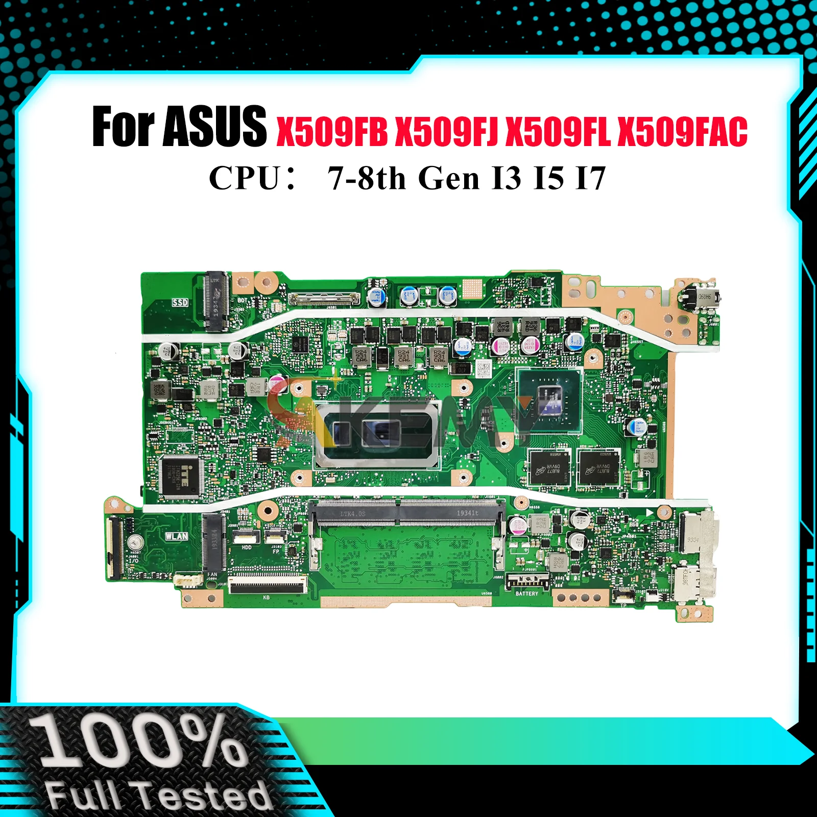 

X509FB Laptop Motherboard For ASUS A509F X509F Y5200F X509FAC X509FJ X509FL F509F Mainboard With I3 I5 I7 CPU 100% tests OK stk