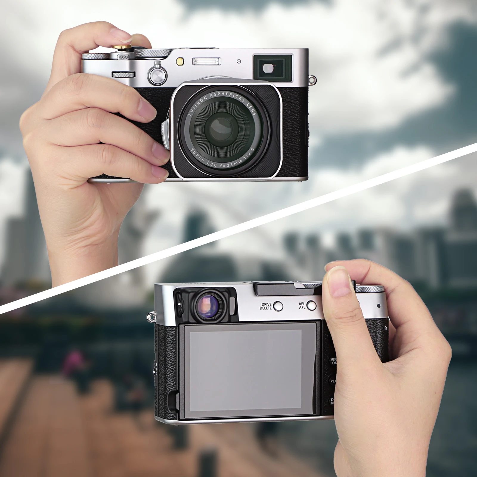 Haoge THB-X2B Kim Loại Giày Nóng Ngón Tay Cái Lên Phần Còn Lại Cầm Tay Cho Máy Ảnh Fujifilm Fuji X100V Camera Đen