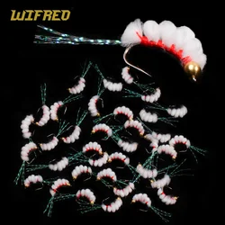 Wifreo 빨판 스폰 플라이 에그 실 바디 플래시 틴셀 테일 글로우 버그 연어 에그 플라이 송어 스틸 헤드 낚시 미끼 후크 #10, 6 개