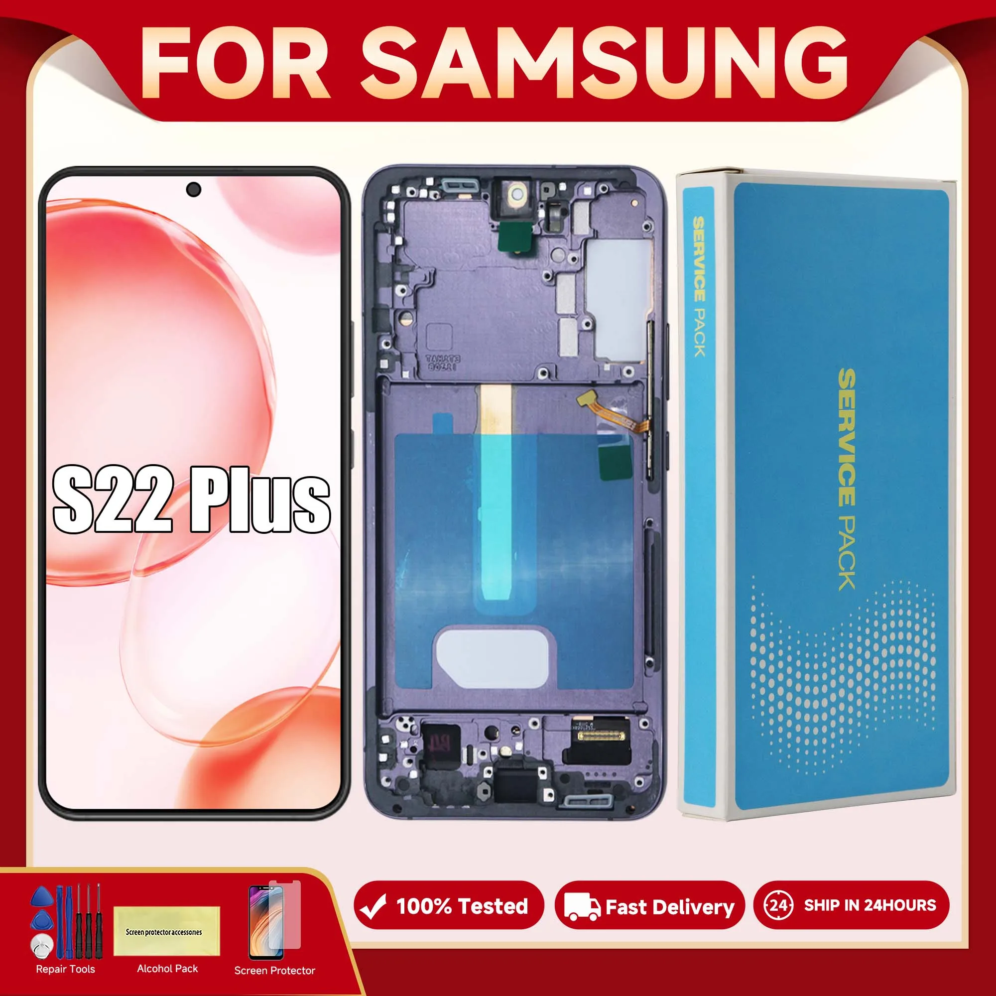 TFT For Samsung S22 Plus S906B S906 S906W LCD with frame Display Touch Screen Digitizer Assembly Replacement For Samsung S22+ 5G