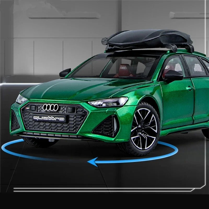 Audi RS6-Coche de aleación Avant Station Wagon, juguete de Metal fundido a presión, coche deportivo, simulación de sonido y luz, regalo para niños, 1/24