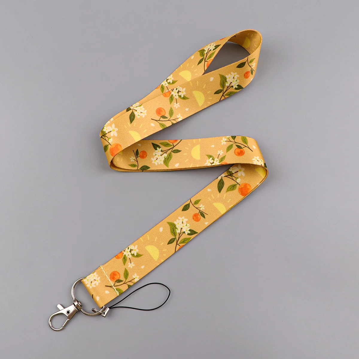 

Ремешок с оранжевыми цветами для мобильного телефона, брелки для удостоверения личности, держатель для бейджа, брелок, подвесная веревка, шейный шнур, аксессуары