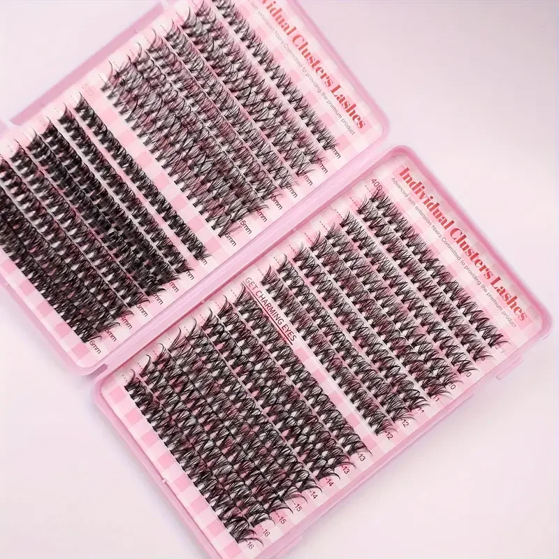 32 Rows Pink 640 Pcs Natural Cluster DIY Lash Extension Individual Lashes High Quality 30D 40D 50D Eyelashes 9-16mm