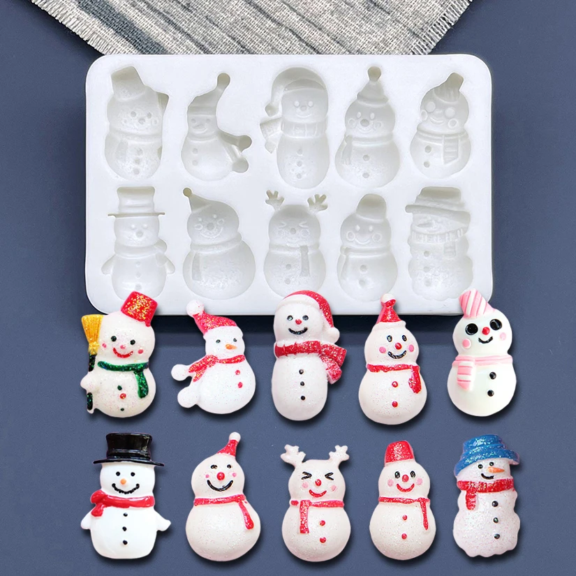 Snowman Christmas Silicone Sugarcraft Mold Cupcake Baking Mould Fondant Cake Decorating Tools