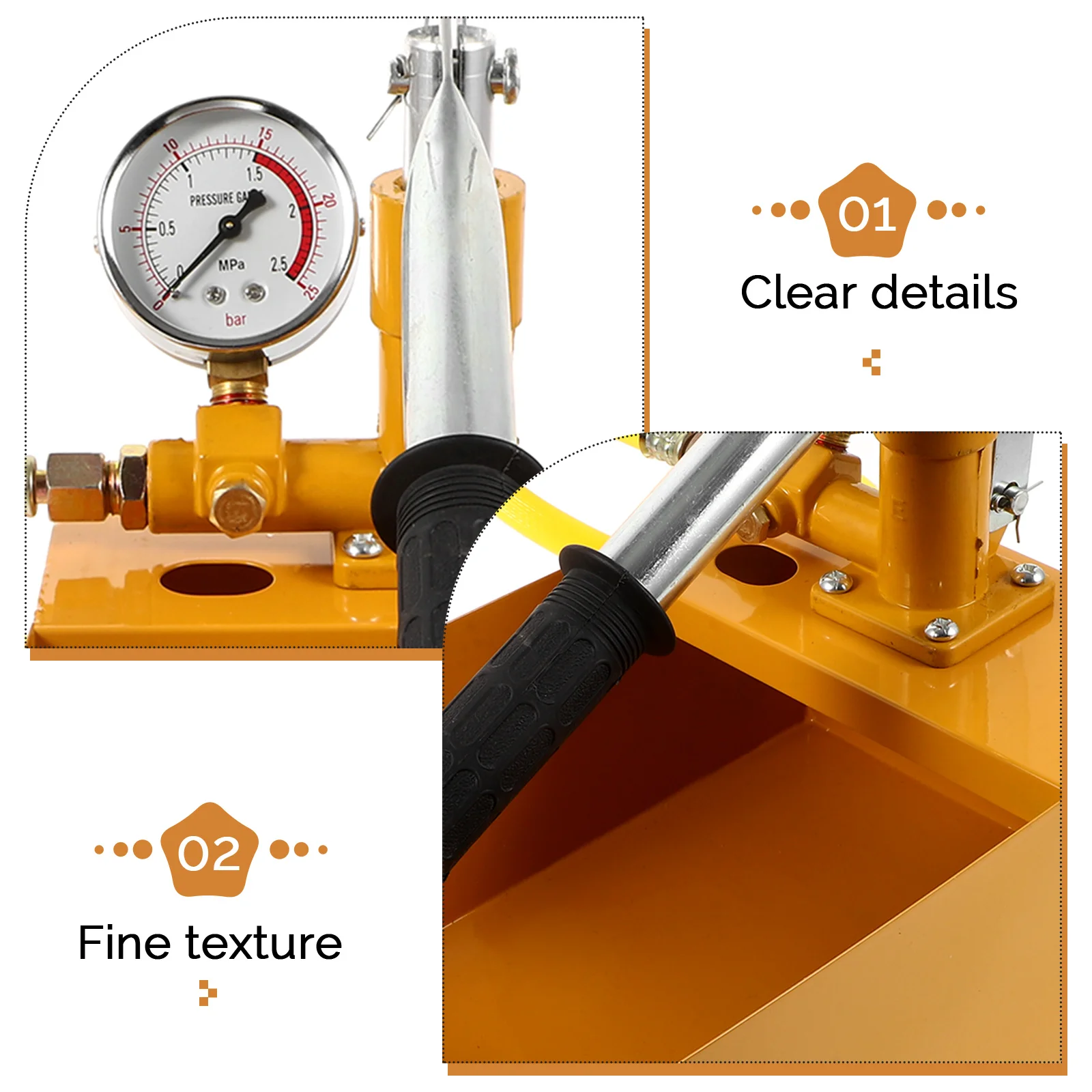 

Aluminum Hydraulic Pressure Test Pump 2.5MPa 25kg Test Pump Hydraulic Manual Water Pressure Tester Kit With Gauge And Hose
