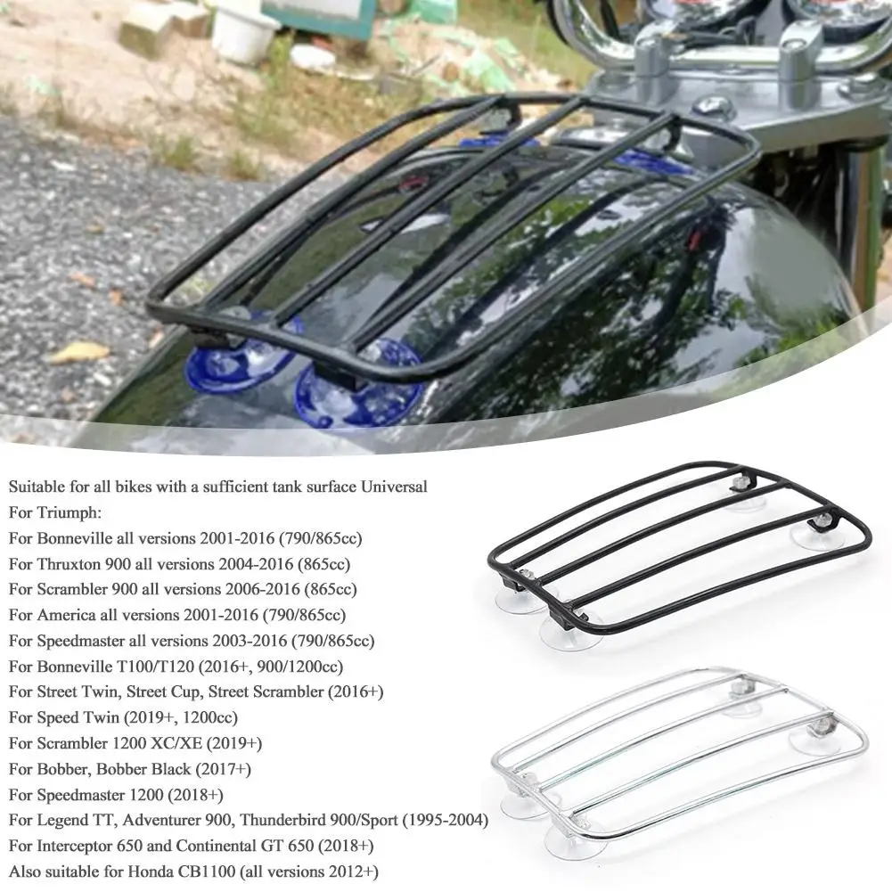 Motorcycle Suction Cups Fuel Gas Tank Luggage Rack Aero Parcel Rack For Bonneville Thruxton CB1100 Universa V0I4