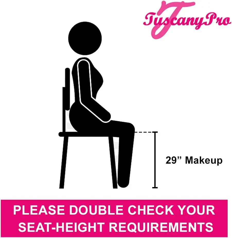 Tuscanypro Portable Heavy-Duty Makeup Artist Chair With Umbrella Light Kit - Perfect For Makeup, Salon, Events With 29 Inch