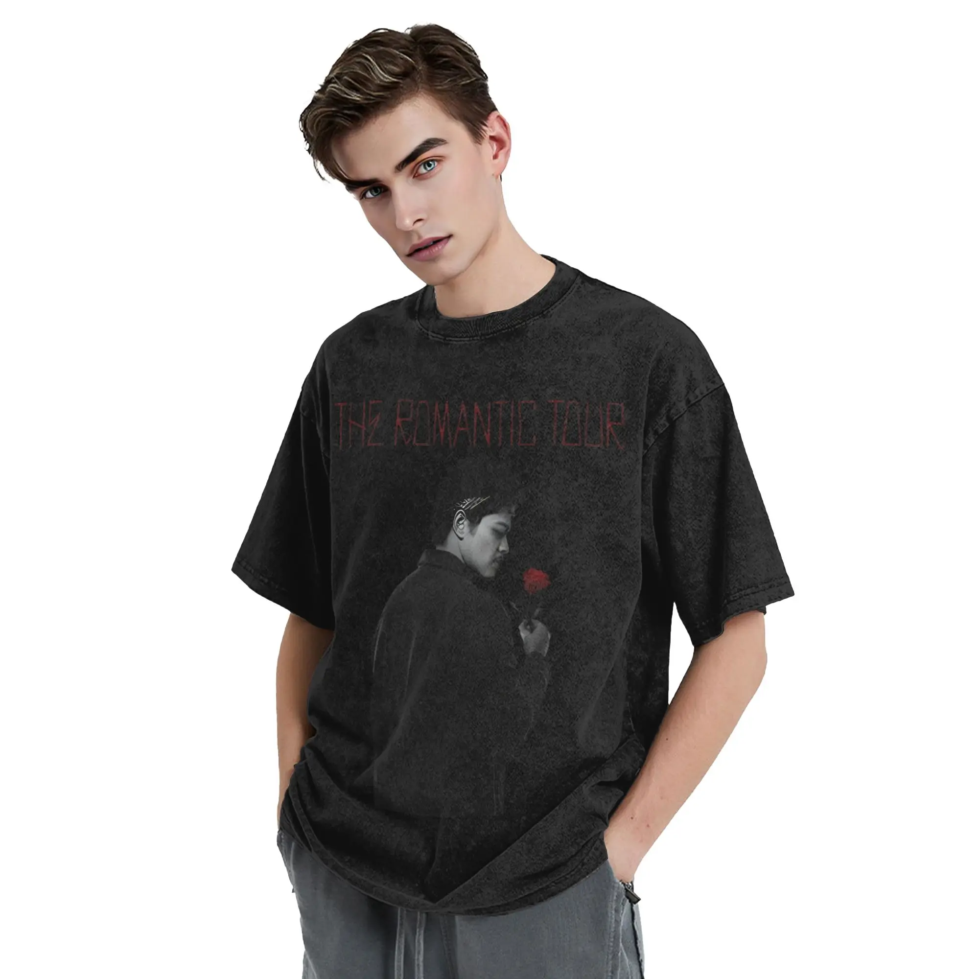 Brunos Mars The Romantic Tour Washed T Shirt Streetwear  Fashion T-Shirts  Tee Shirt for Men Women Cotton Street Printed