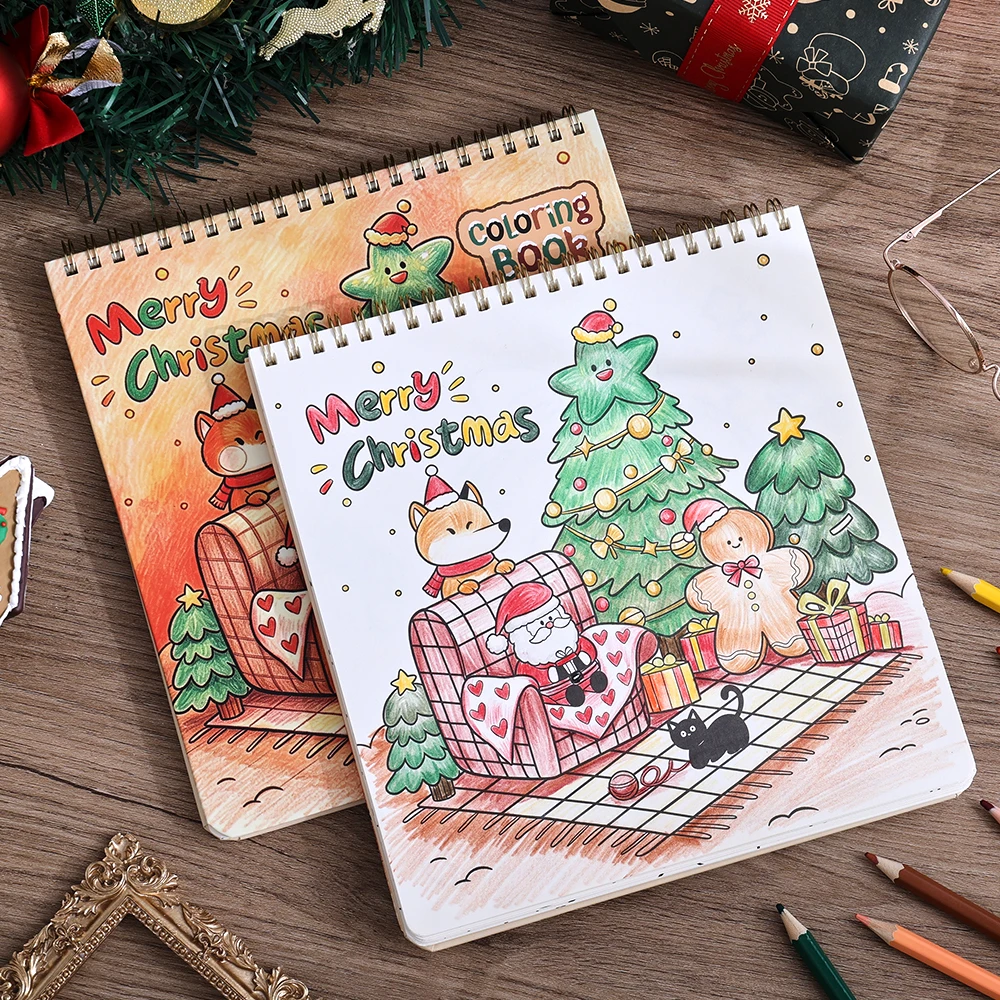 30 Pages Xmas Coloring Book Durable Thick Paper Holiday Designs with Gingerbread Snowmen Anxiety Relief Activity Great Gift
