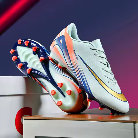 New Men Soccer Shoes Adult Kids Long Spikes Outdoor Football Boots Footwear Sneakers Training Sport Non Slip Training Unisex