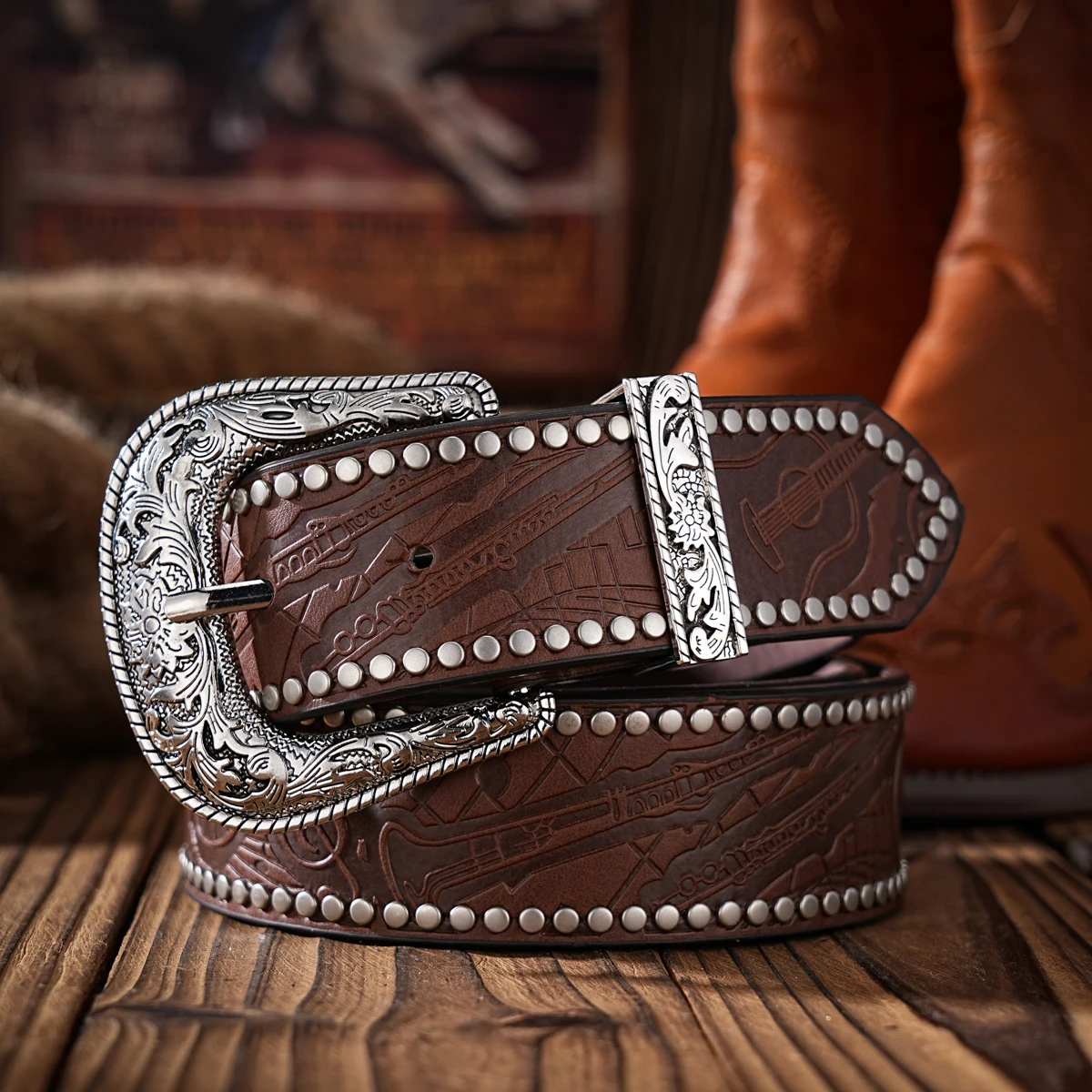Lässige, individuelle und Retro-Gürtel, Kleidungsaccessoires im Western-Stil, Metallschnallen, PU-Gürtel, geeignet für Männer und Frauen – Detail 8