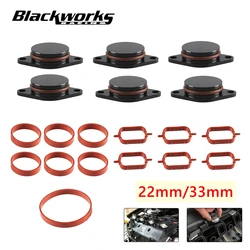 6Pcs Swirl Flap Blanks Repair Delete Kit 22mm/33mm with Intake Manifold Gasket Seal For BMW M47 M57 E39 E87 E90 E60 6 Cylinder