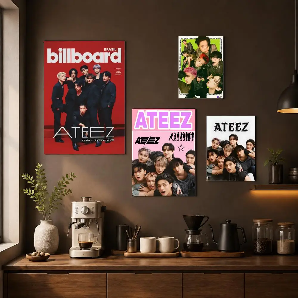 A-ATEEZ Kkop Poster HD Art Sticker Self Adhesive For Playroom Bedroom Hallway Home Wall Art Decor Gift
