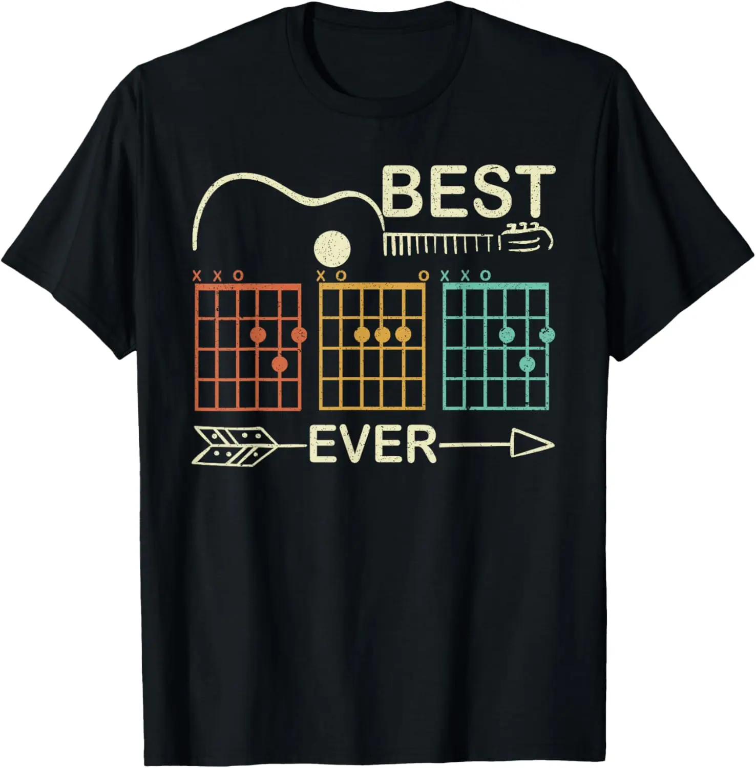 Retro Best Dad Ever D A D Chord Guitar Guitarist Fathers Day T-Shirt