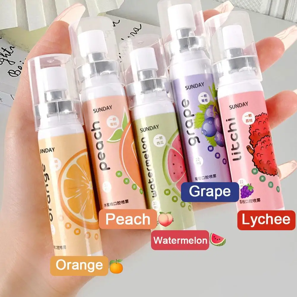 Oral Fresh Spray Mouth Freshener Oral Odor Treatment Oral Remove Bad Breath Fruit Litchi Peach Flavor Persistent 22ml Oral Care