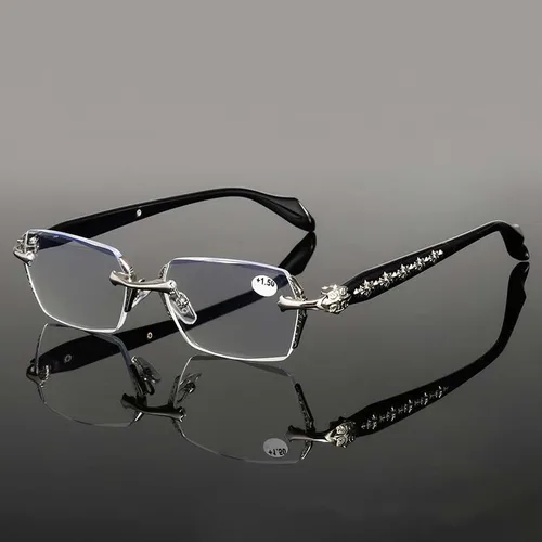 Imagen 2 del producto Gafas de lectura estilo Harajuku a la moda para mujeres y hombres, gafas de presbicia con bloqueo de luz azul y corte de diamante, gafas de visión de lejos