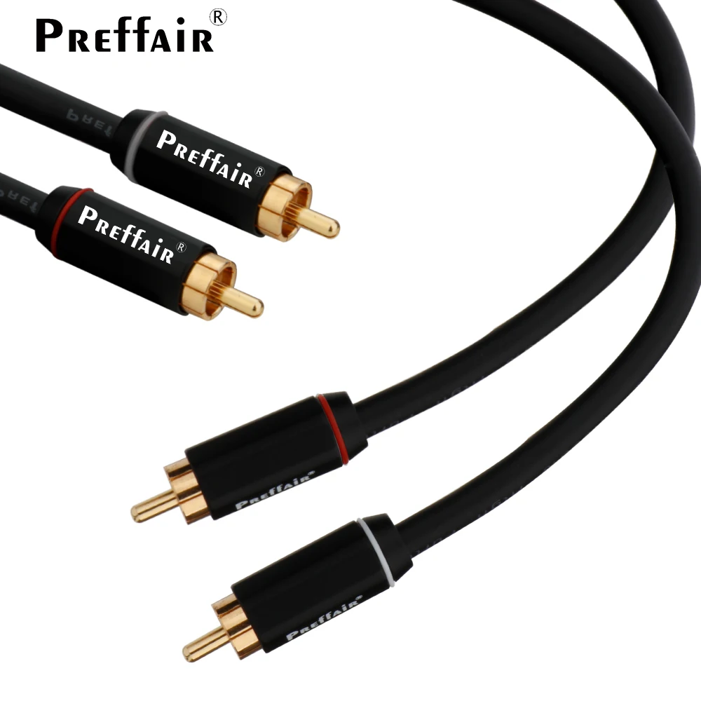 Preffair X418 Stereo Pair RCA Cable HiFi Audio Interconnect 99.99% high purity copper Core Wire 24K gold plated Plugs