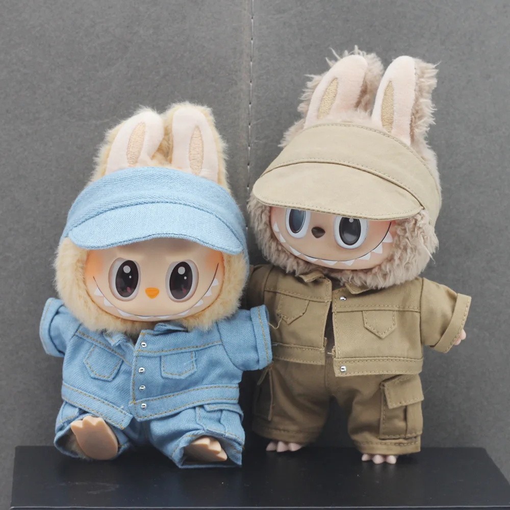 Geschikt voor 17 cm Labubu veelkleurige mini-hoed Ropa-pop-outfit - klassieke stijl baseballpet bijpassende kleding en schoenen voor poppen