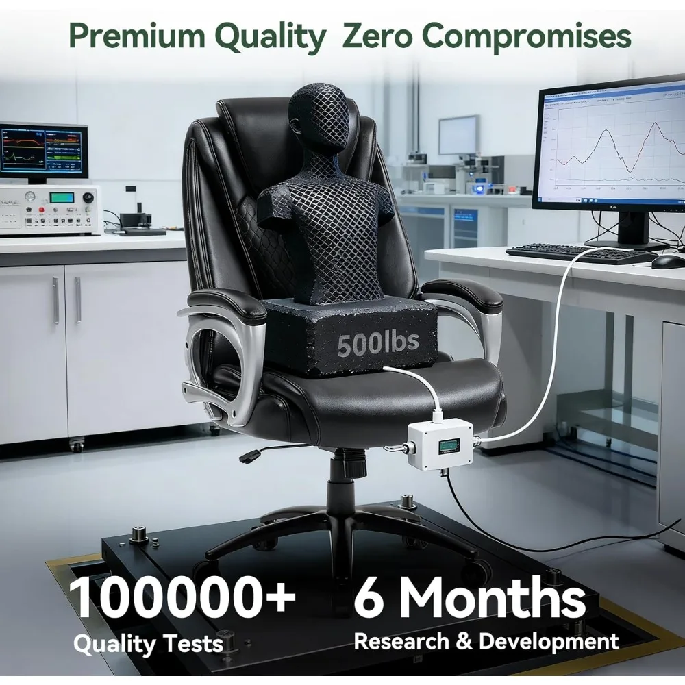 كرسي مكتب كبير وطويل مباشر من Vogue Furniture بوزن 500 رطل، كرسي مكتب من جلد البولي يوريثان عالي التحمل، ارتفاع قابل للتعديل مع