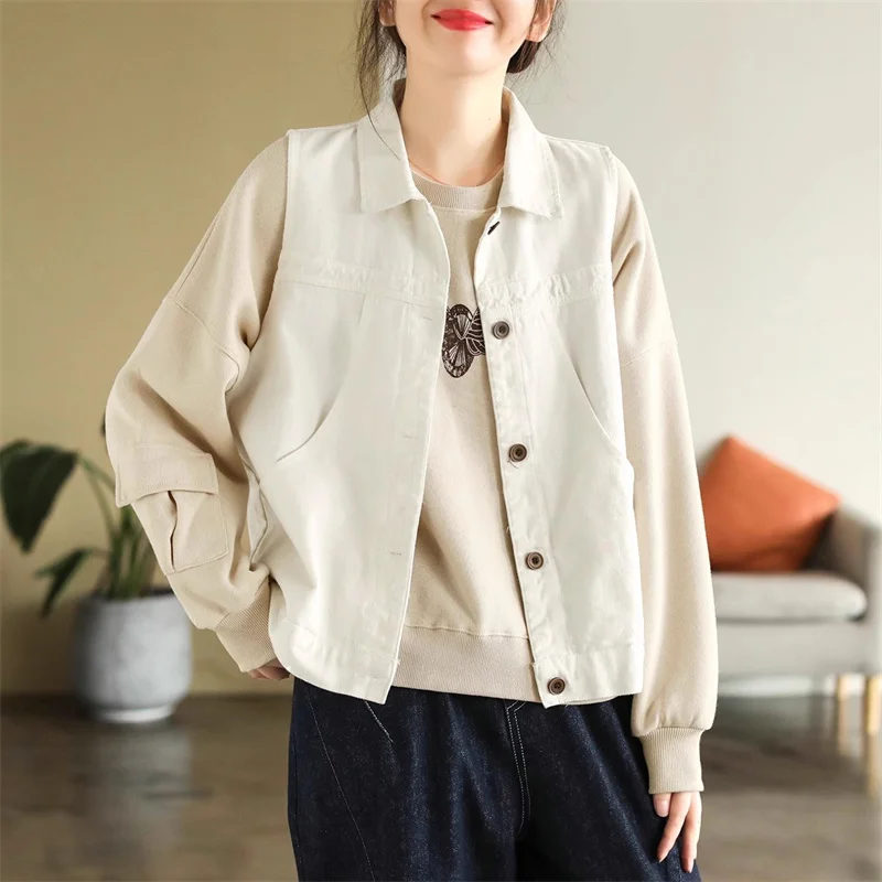 Japanese niche Lapel Vest Jacket for Women in Spring Autumn 2024 New Loose and Versatile Vest Vest Shoulder top Solid Color for