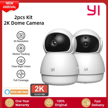 YI 2 stks Dome 2K Camera Kit Home Security Indoor IP Cams FHD AI-gebaseerde webcam met menselijke detectie 2 Weg Audio Nachtzicht