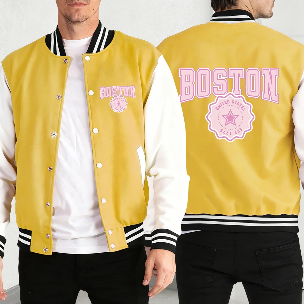 

Мужская куртка с принтом Sacred Medal Of Boston, осенняя флисовая одежда, повседневная удобная бейсбольная майка, свободная спортивная одежда унисекс