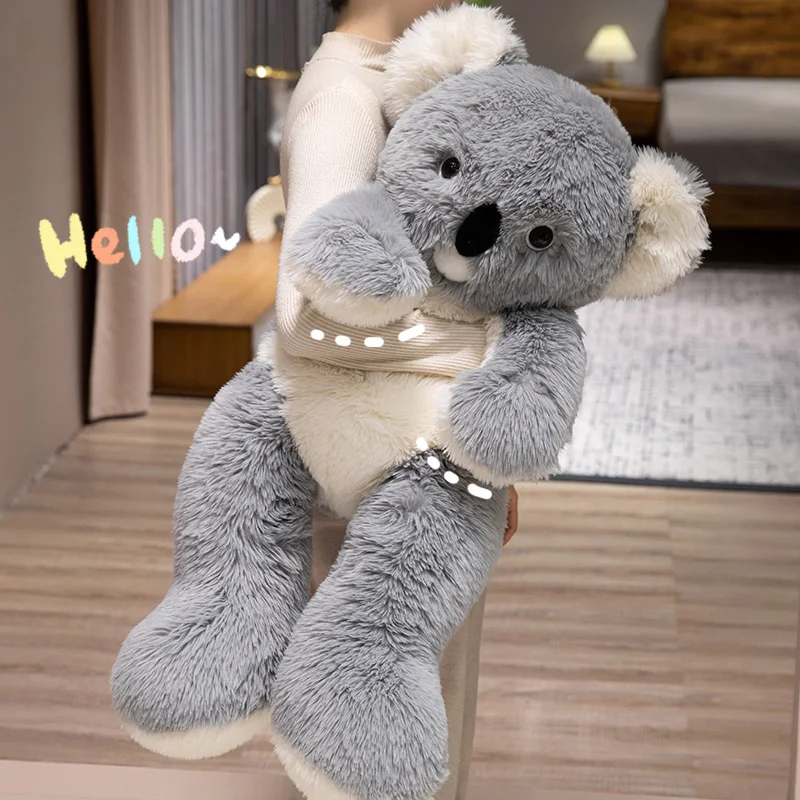 Duże, miękkie, szare pluszowe koala, symulacja uroczej australijskiej koali, pluszowa zabawka, miękka poduszka dla dzieci, prezenty na Boże Narodzenie.