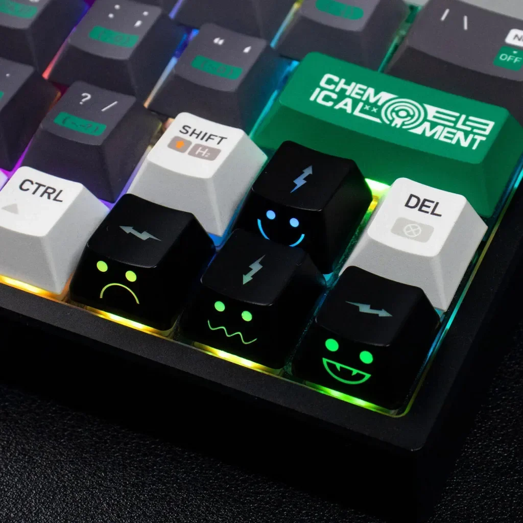 New Cute Emo Keycap Set WASD Arrow Broadside Lighting Key Cap for Mechanical Keyboard Compatible with MX Switch keyboard keycaps