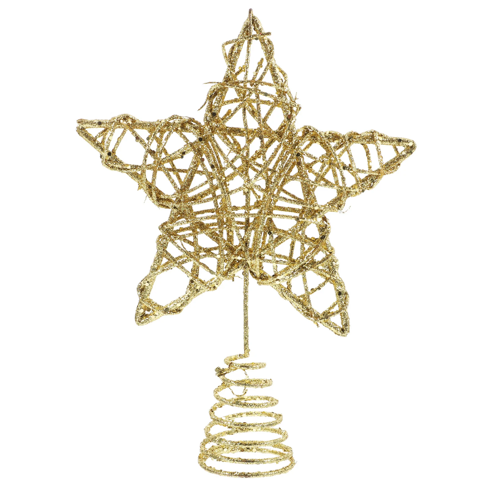 تألق النجمة الذهبية شجرة عيد الميلاد توبر الروطان الخماسية بريق عطلة شجرة نجمة شجرة عيد الميلاد توبر #2