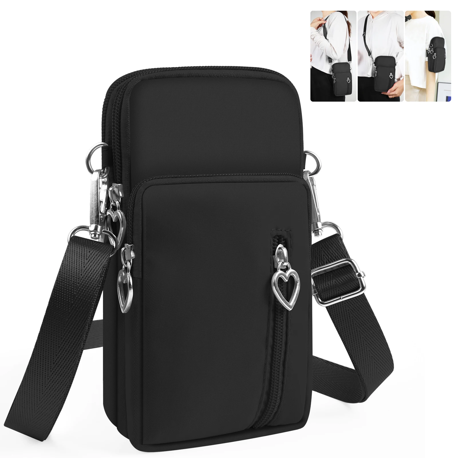 HAWEEL Waist Bag Large Capacity Belt Bag Crossbody Bags Multi-layer Zipper Pouch Mobile Phone Bag