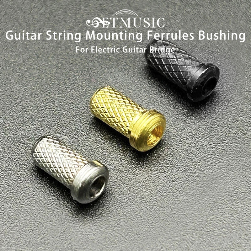 60 Pcs Guitar String Mounting Ferrules Bushing Set for Electric Guitar Bridge Guitar String Retainer Black/Gold/Chrome