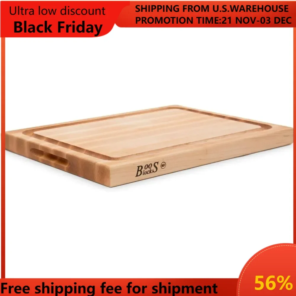 Boos Block CB Series Large Reversible Wood Cutting Board with Juice Groove, 1.5-Inch Thickness, 20