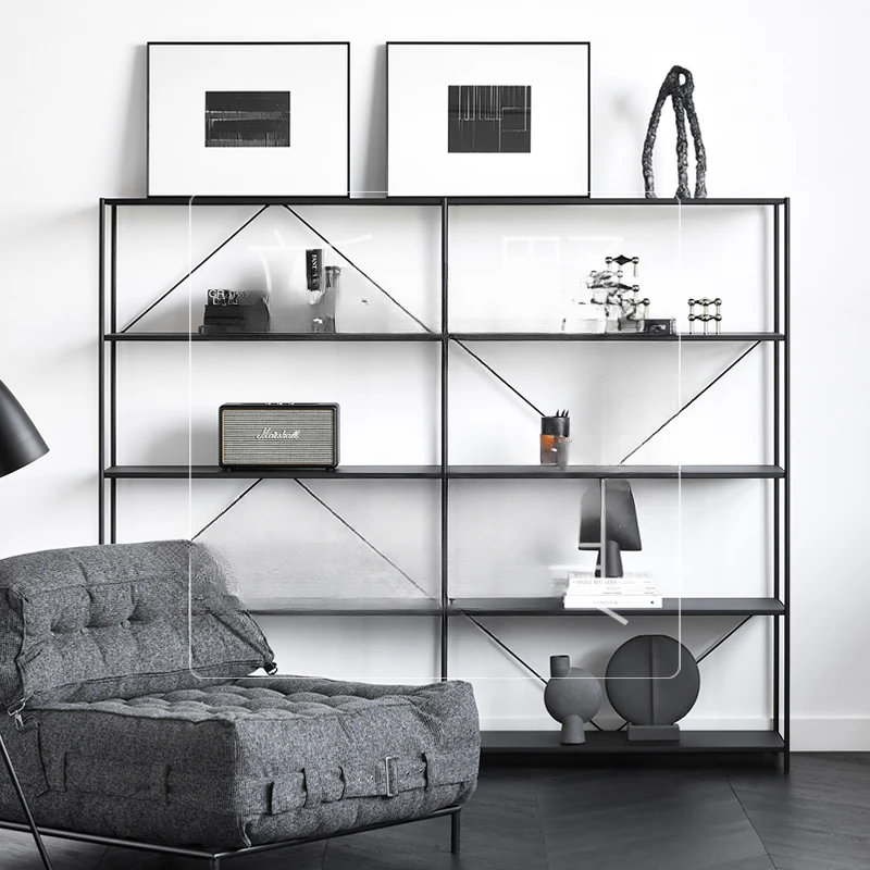 NS combination storage rack, black iron art exhibition , decorative bookshelf, metal layer  floor to ceiling low cabinet