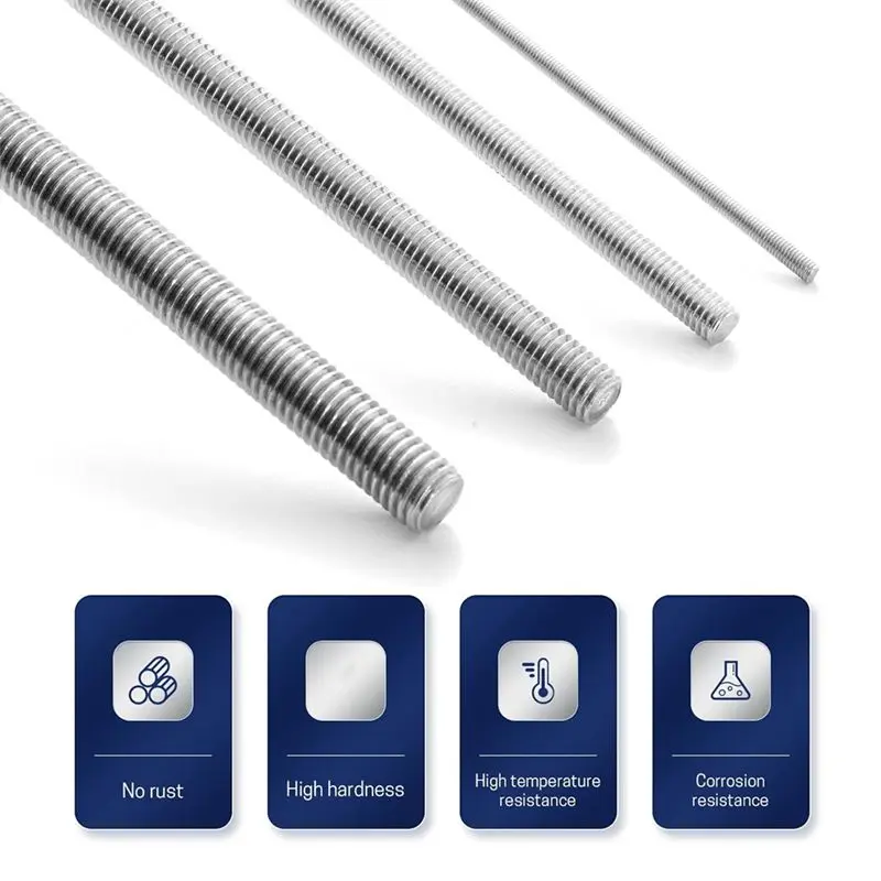 N10R-26Pcs 8/32Inch Threaded Rods And Hex Nuts, 12Inch Stainless Steel Fully Rod Threaded For Beaded Garden Stake Rods