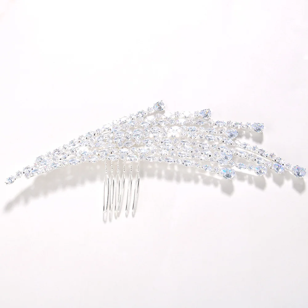 Vintage Shiny Silver Zircon Hair Combs for Women Accessories Wedding Jewelry Crystal Headpiece 1920s Hairpins Side Clips Prom