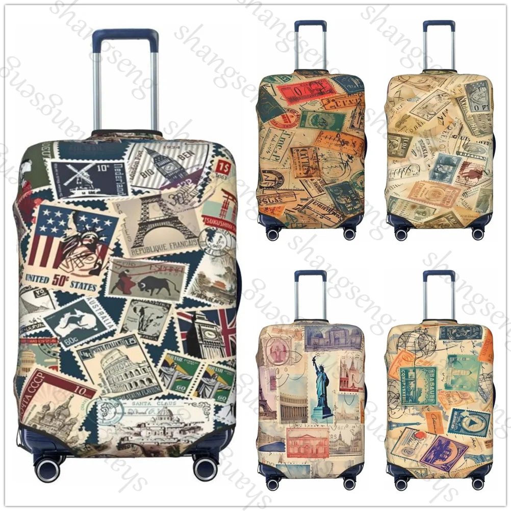 Travel around the world stamp Thicken Luggage Cover Elasticity Trolley dust cover Suitcase Protection Cover Suitcase Case