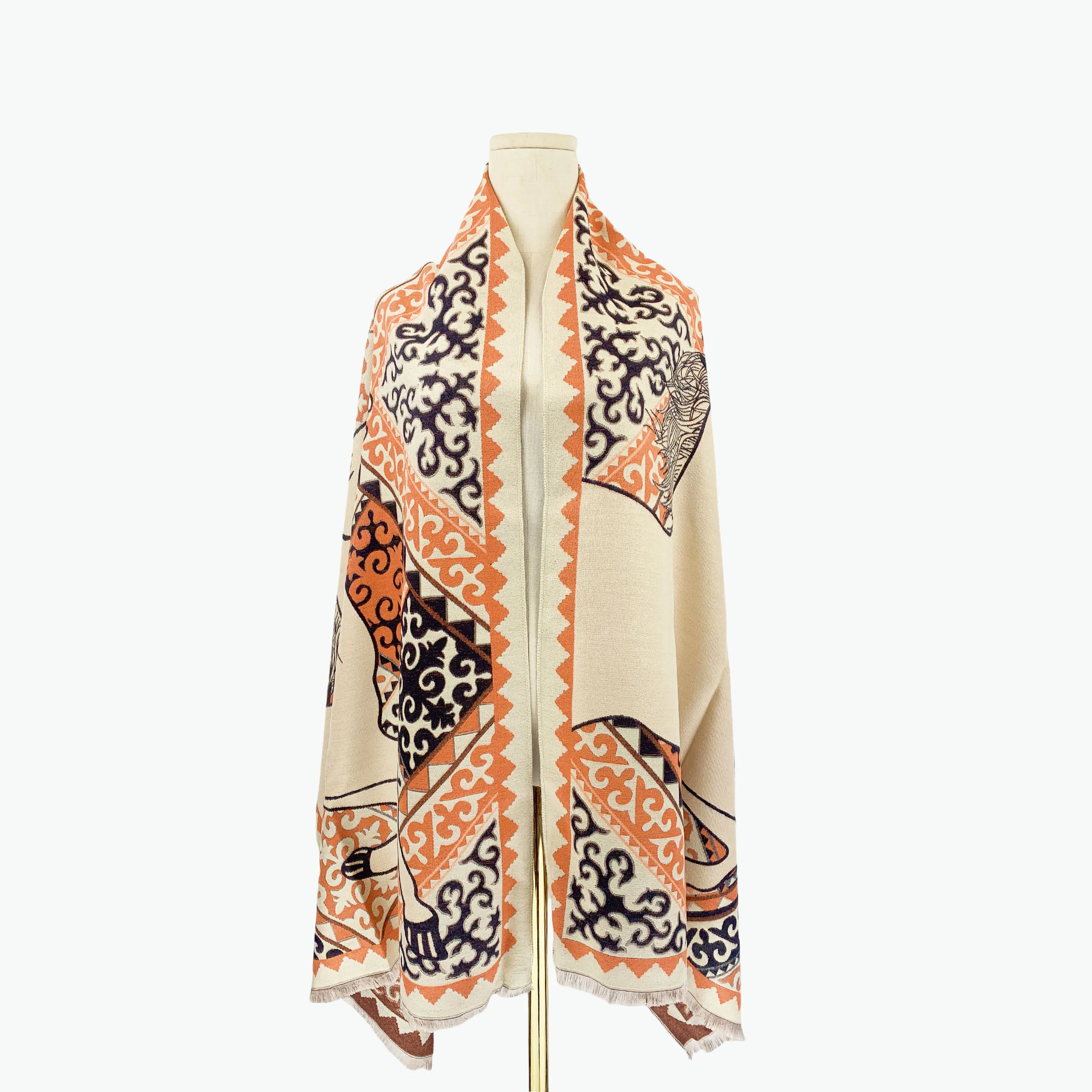 ESINGEYI 2025 ฤดูหนาวผ้าพันคอผู้หญิง Foulards Femme ผ้าพันคอเลียนแบบแคชเมียร์ม้า Elegant Pashmina Shawl Muffler Tippet