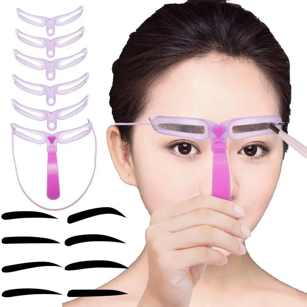8PCS Eyebrow Shaper Makeup Template Eyebrow Grooming Shaping Stencil Kit DIY Eyebrow Template Reusable 8 in1 Eyebrow Shaping