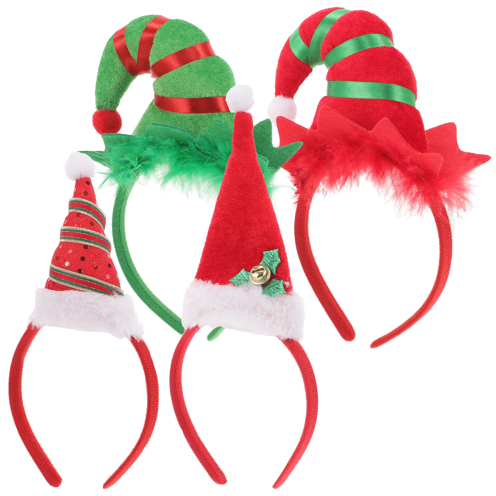 

4 Pcs Christmas Headb s Xmas Hair Hoops Elf Hat Party Decorations Gifts Children Accessories Holiday Fun Practical