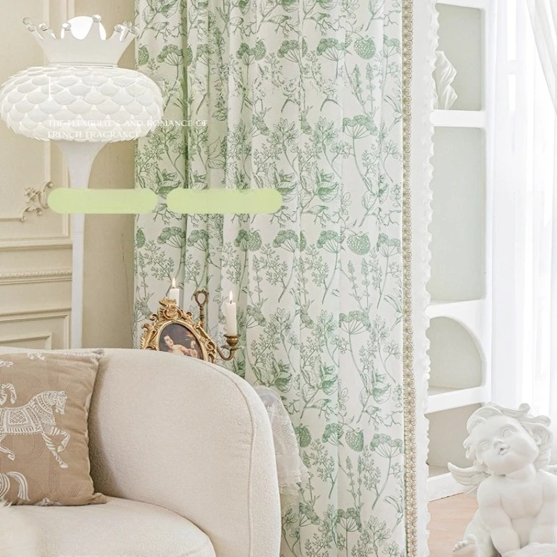 French Pastoral Style Retro Romantic High-end Sense Curtains for Living Dining Room Bedroom  Custom Size  Elegant White Tulle
