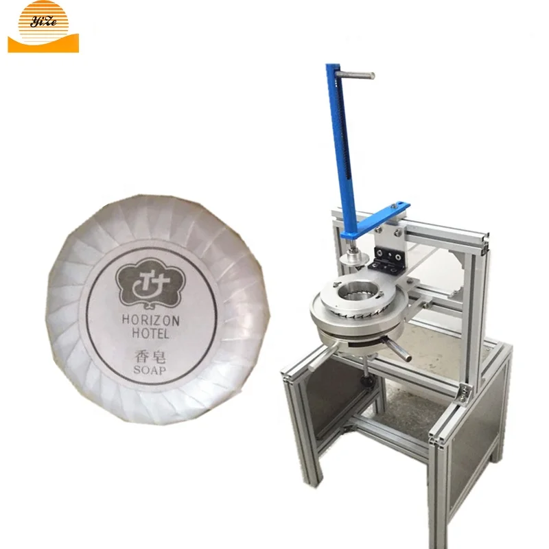 

Pneumatic automatic pleat paper pearlized film round pleated soap packing machine manual detergent soap wrapping machine