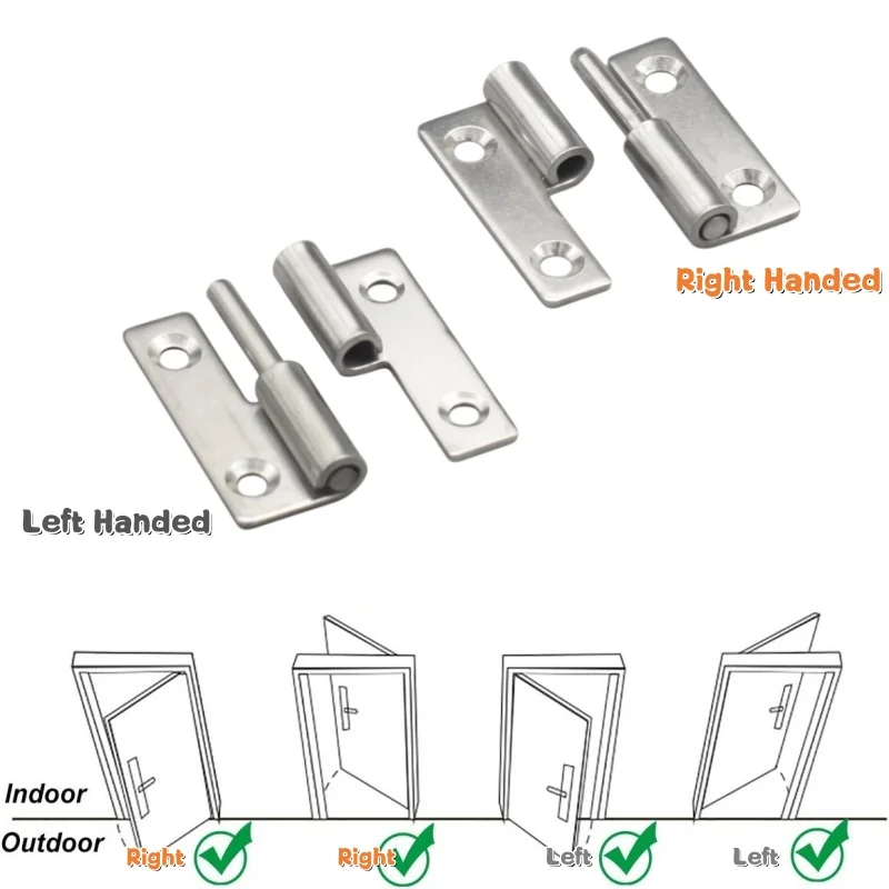 Stainless Steel Lift-Off Hinges,Slip Joint Flag Detachable Hinge,Rising Butt Door Hinges,Left/Right Hand,Heavy-duty Swing Hinge