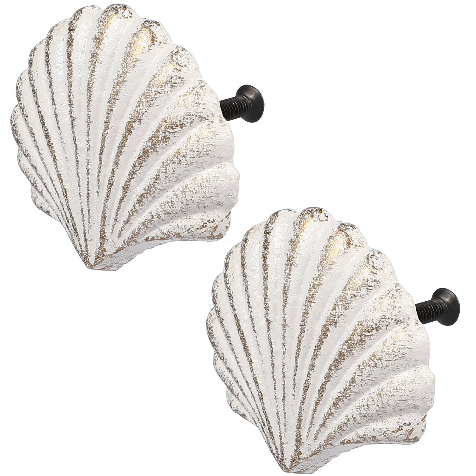 

2pcs White Seashell Drawer Handles Dresser Knobs for Cabinet Wardrobe Closet Furniture Decor