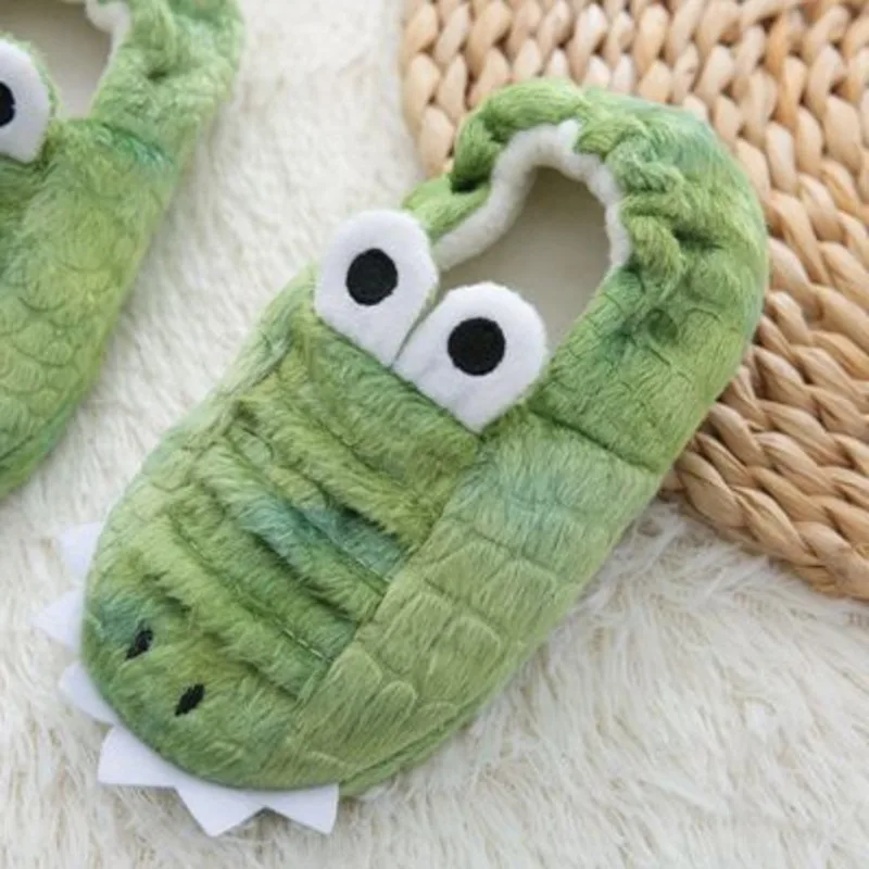 Autumn Winter Crocodile Children Slippers Cartoon Non Slip Boys Girls Slippers Warm Floor Soft Bottom Kids Home Shoes