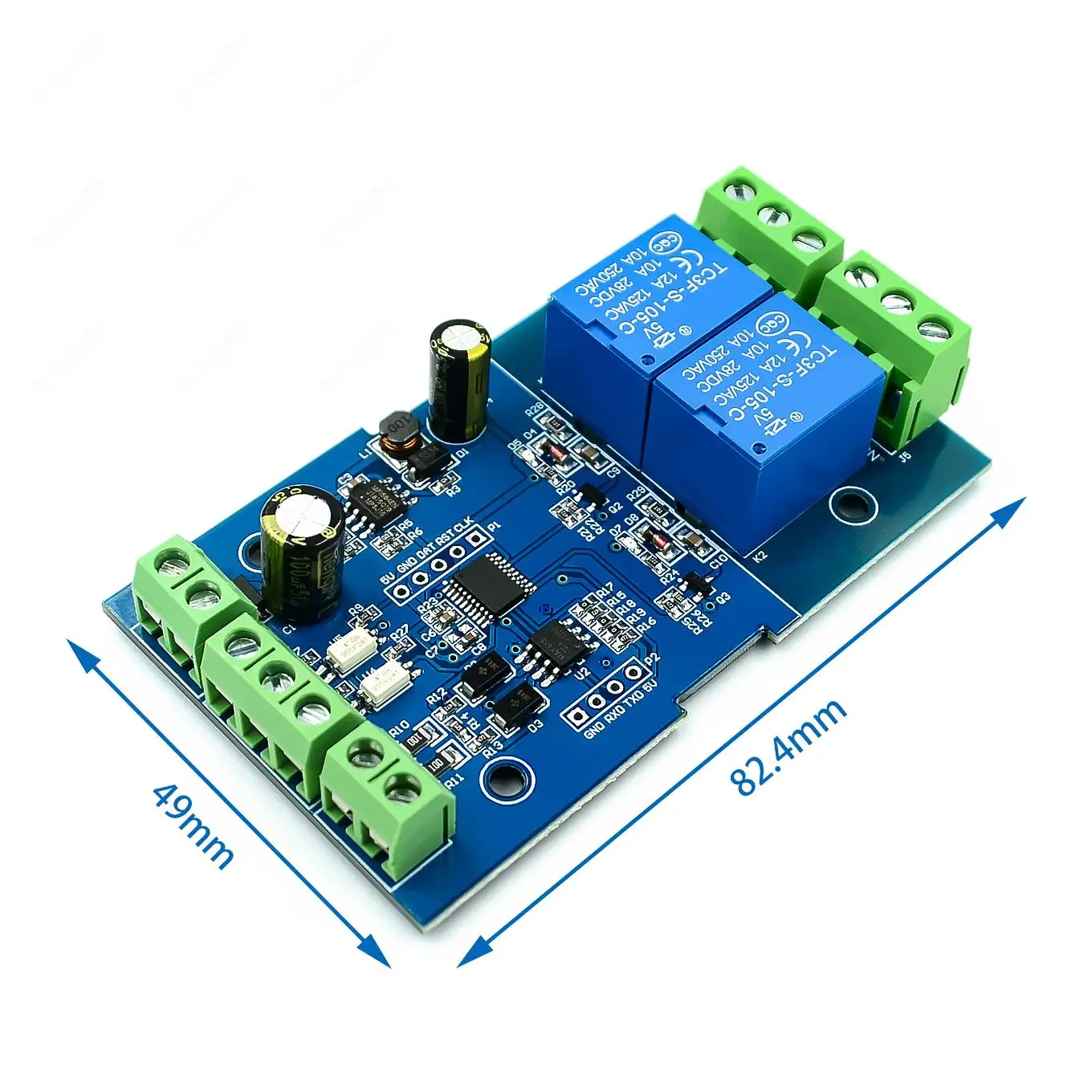 Modbus RTuリレーモジュールスイッチ、rs485通信、ttlピン、rs485入力、4チャンネル出力、1/2チャンネル、7-24v