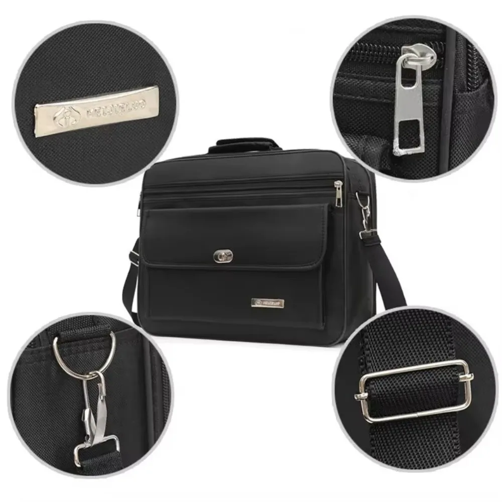 Handheld Men Briefcase Oxford Cloth Large Capacity Laptop Storage Diagonal Bag Black Single Shoulder Document Organize Business