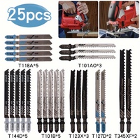 25Pc HCS Jigsaw Blades - Universal Wood/Plastic/Metal Cutting Set - Fits Most Jigsaws for Fast Precision Cuts