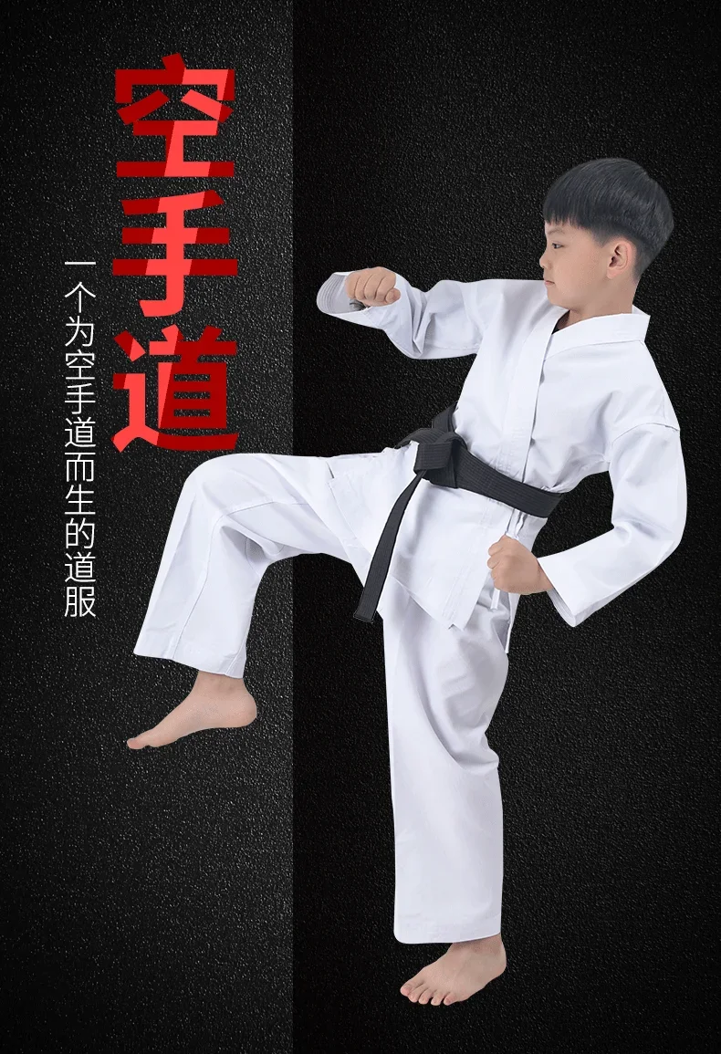 

Детский костюм для каратэ из чистого хлопка, мужской и женский тренировочный костюм для тхэквондо