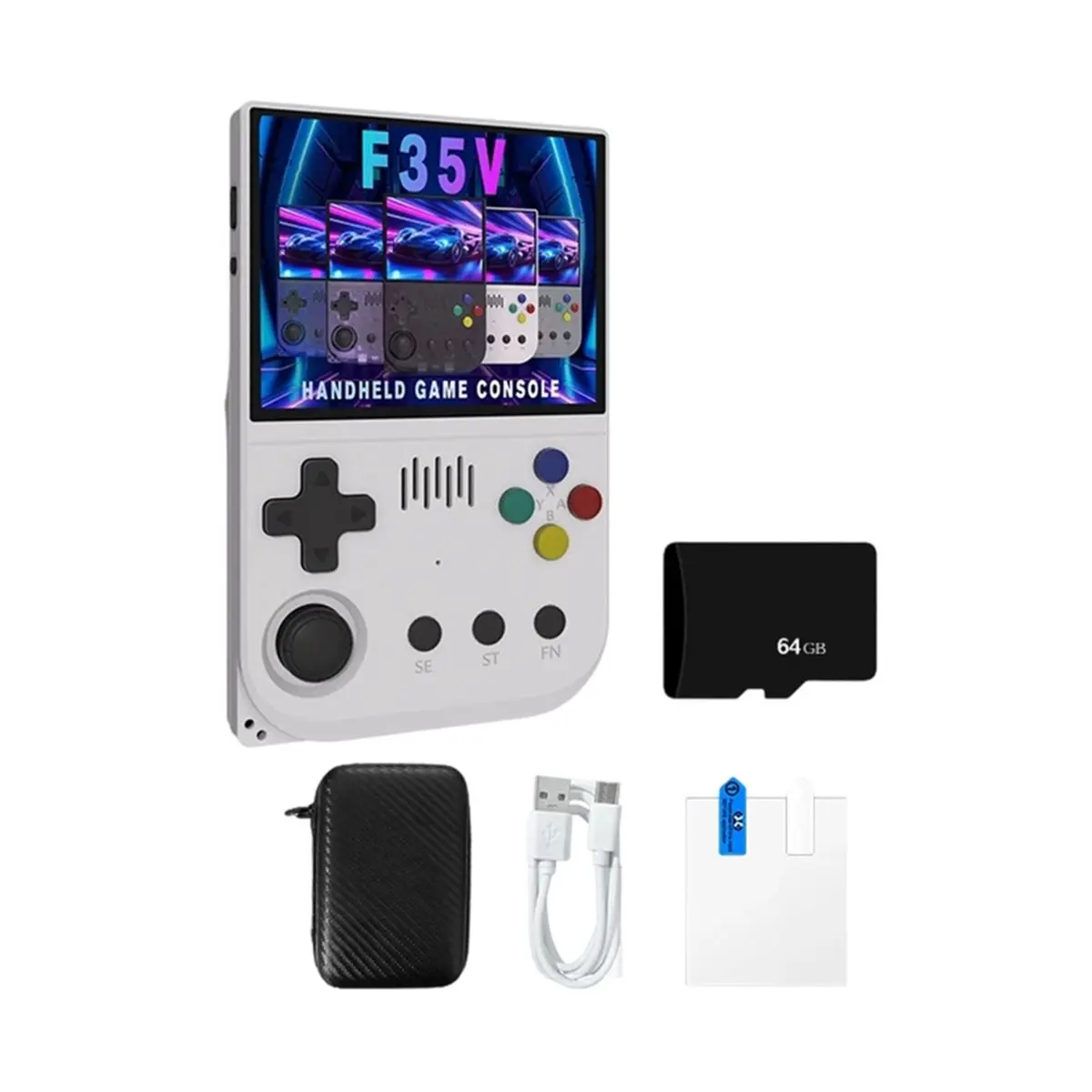 ■★New Arrival Fashion  F35V 3.5Inch Retro Game Console Open Source Linux System 64G Support 30+ Emulators Game Console Retro Whi
